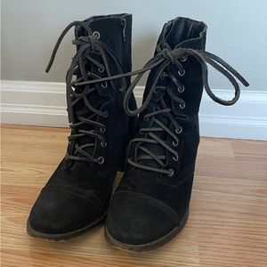 Black suede boots with 3” heel